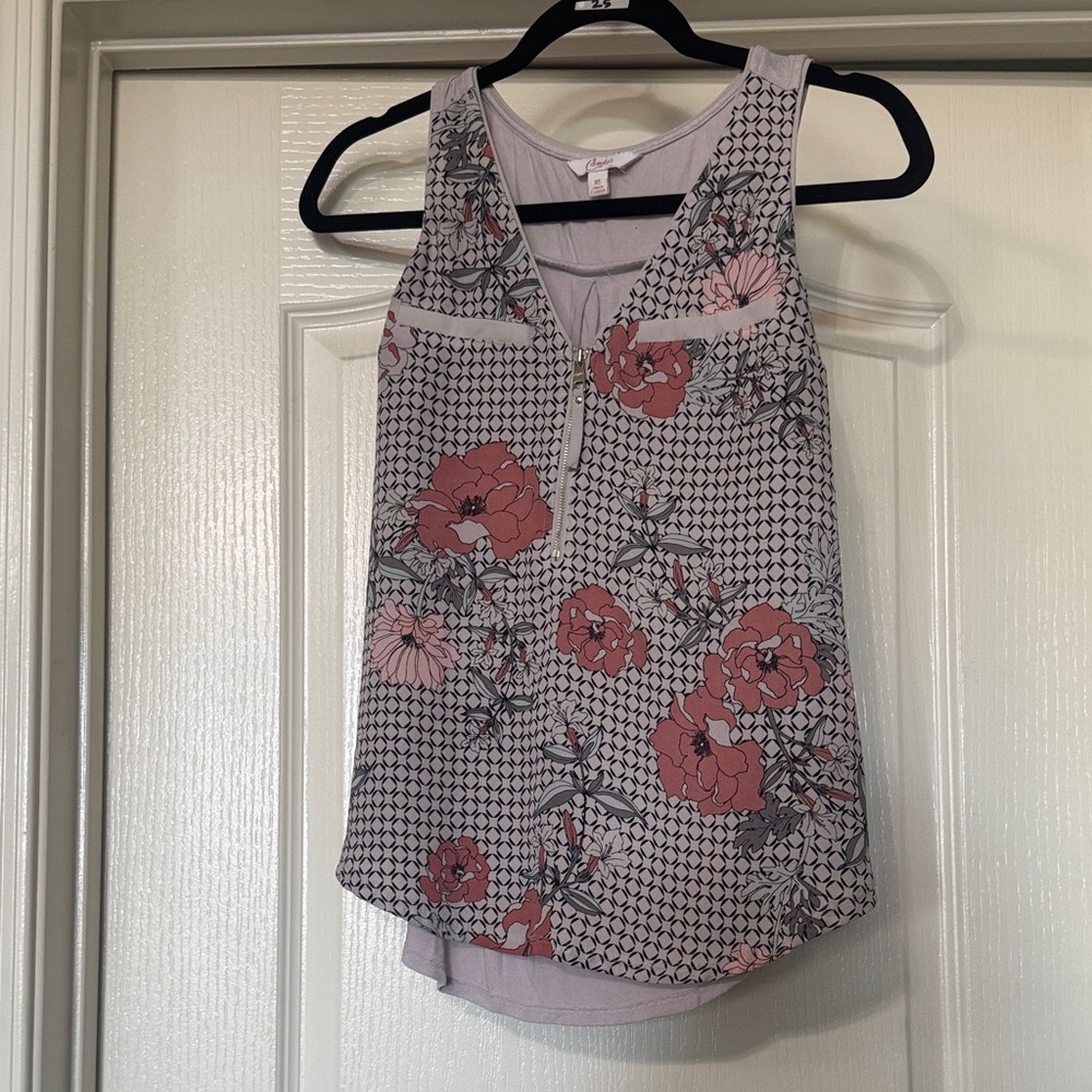 Candie's Pink and Gray Floral Tank Top